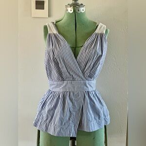 Banana Republic Blue/White Striped Peplum Top